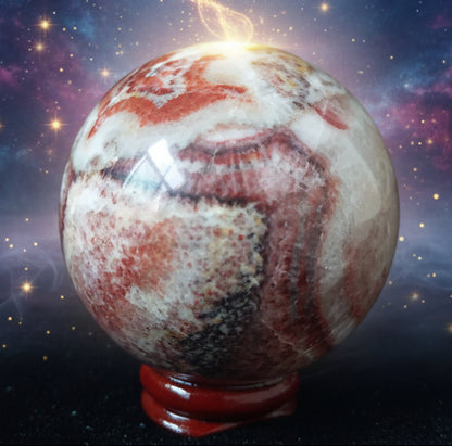 Rhodochrosite Crystal Ball for Spiritual Healing and Energy Balance - Lucky Girl Gifts