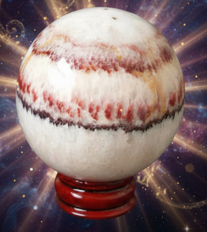 Rhodochrosite Crystal Ball for Spiritual Healing and Energy Balance - Lucky Girl Gifts