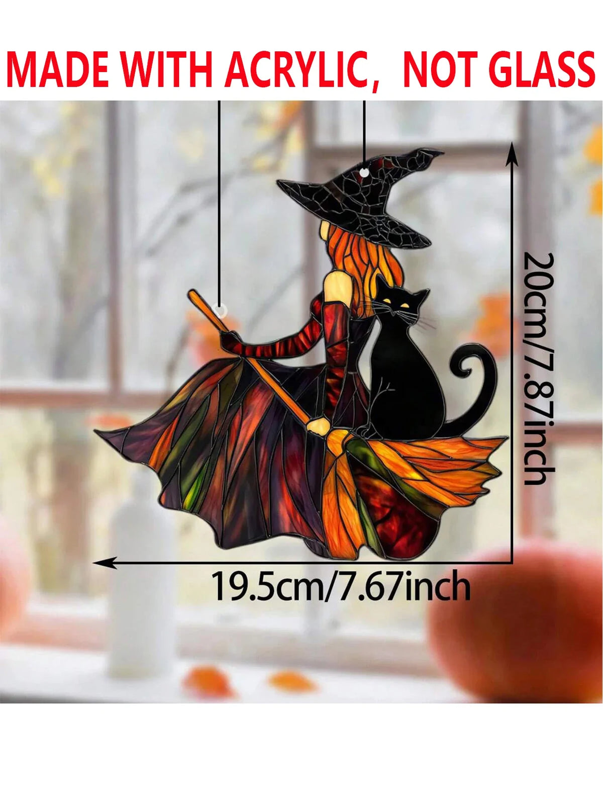 Autumn Witch Black Cat Sun Catcher - Lucky Girl Gifts