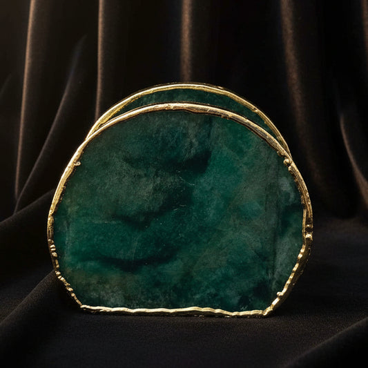 Hand Rounded Green Agate Napkin Holder Natural Stone - Lucky Girl Gifts