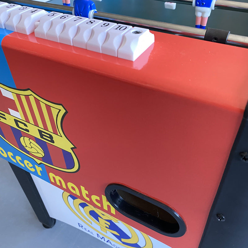 Foosball table with FC Barcelona logo and branding