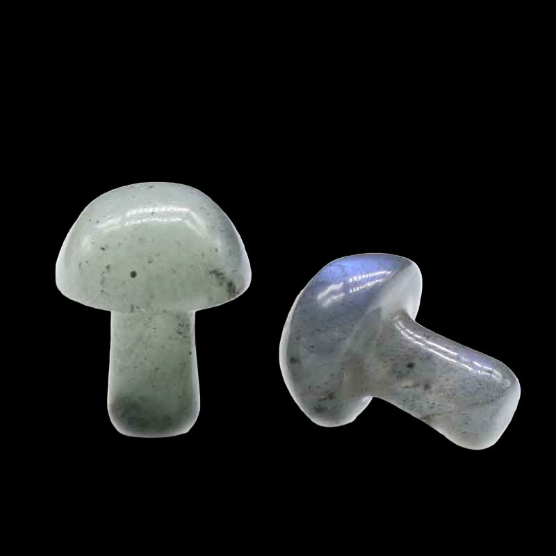 Two stone mushroom-shaped objects on a white background