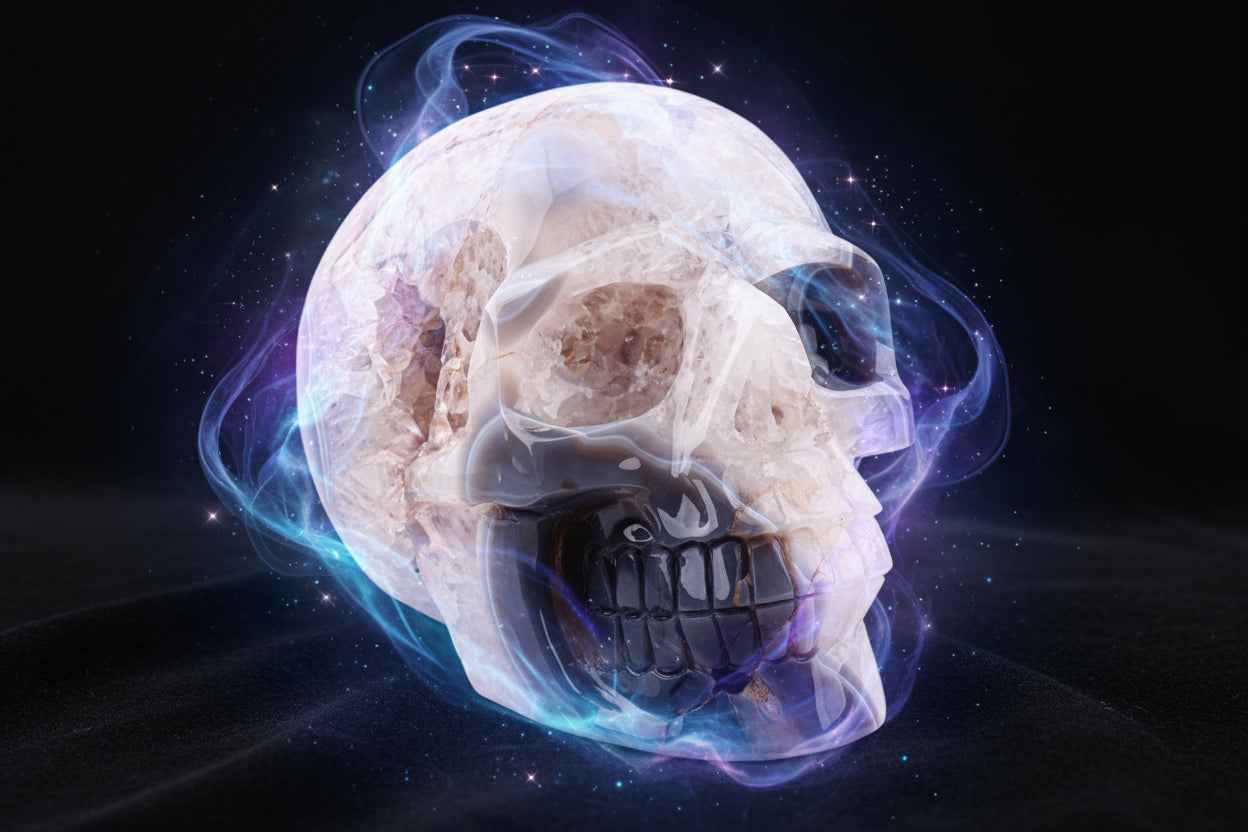 Crystal Skull Large Hollowed Agate Amethyst