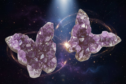 Amethyst Butterfly Healing Crystal Cluster | Natural Healing Stone - Lucky Girl Gifts