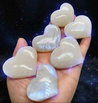 Moonstone Heart Blue Flash Crystal