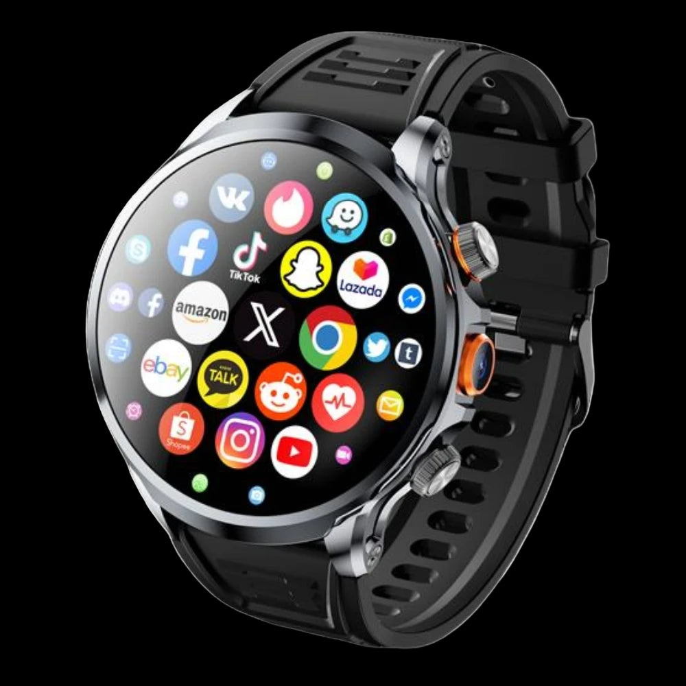 Smartwatch with app icons on the display, brand 'ASUNLIKE' visible