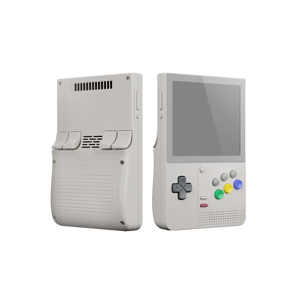 Two handheld gaming consoles on a white background