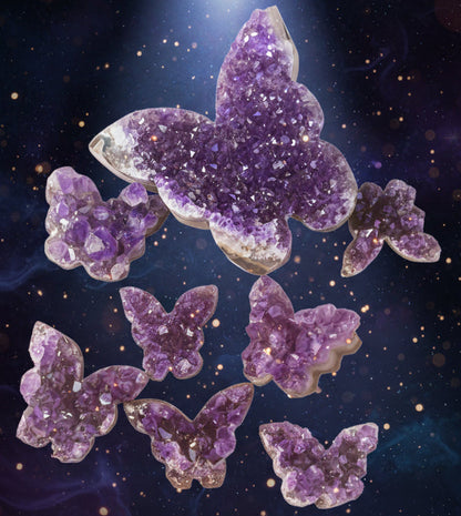 Amethyst Butterfly Healing Crystal Cluster | Natural Healing Stone - Lucky Girl Gifts