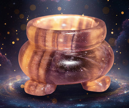 Fluorite Quartz Crystal Cauldron for Healing and Meditation - Lucky Girl Gifts