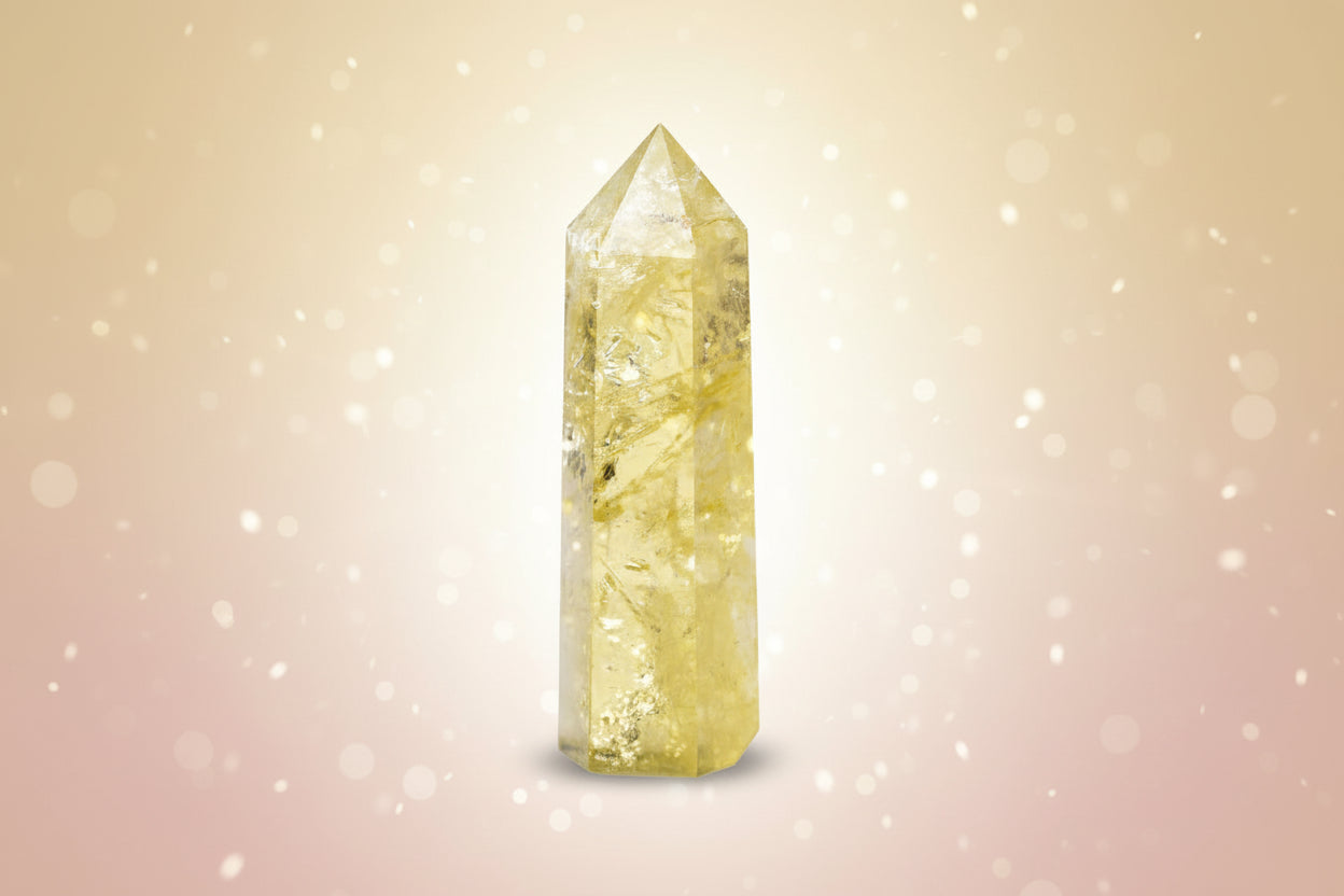 Clear crystal tower on a white background