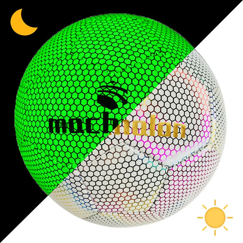 Multicolored sports ball with 'macPherson' branding on a black and white background