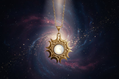 Lunar Witch Necklace - Enchanting Rainbow Moonstone Pendant - Lucky Girl Gifts
