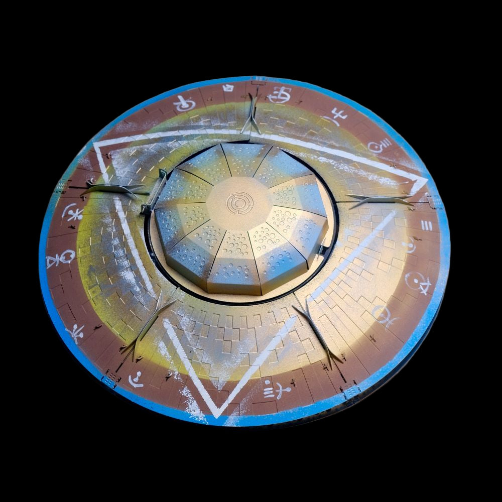 Decorative wall clock with intricate design on a beige background