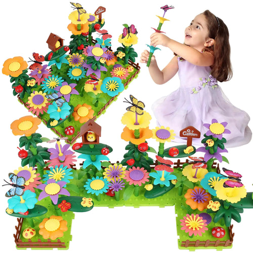 191 PCS Flower Garden Building Set for Girls Toys STEM Toy and Preschool Garden Play Set for Toddlers Upgrade DIY Garden Flower Building Blocks Gifts for 3 4 5 6 7 Year Old Girl