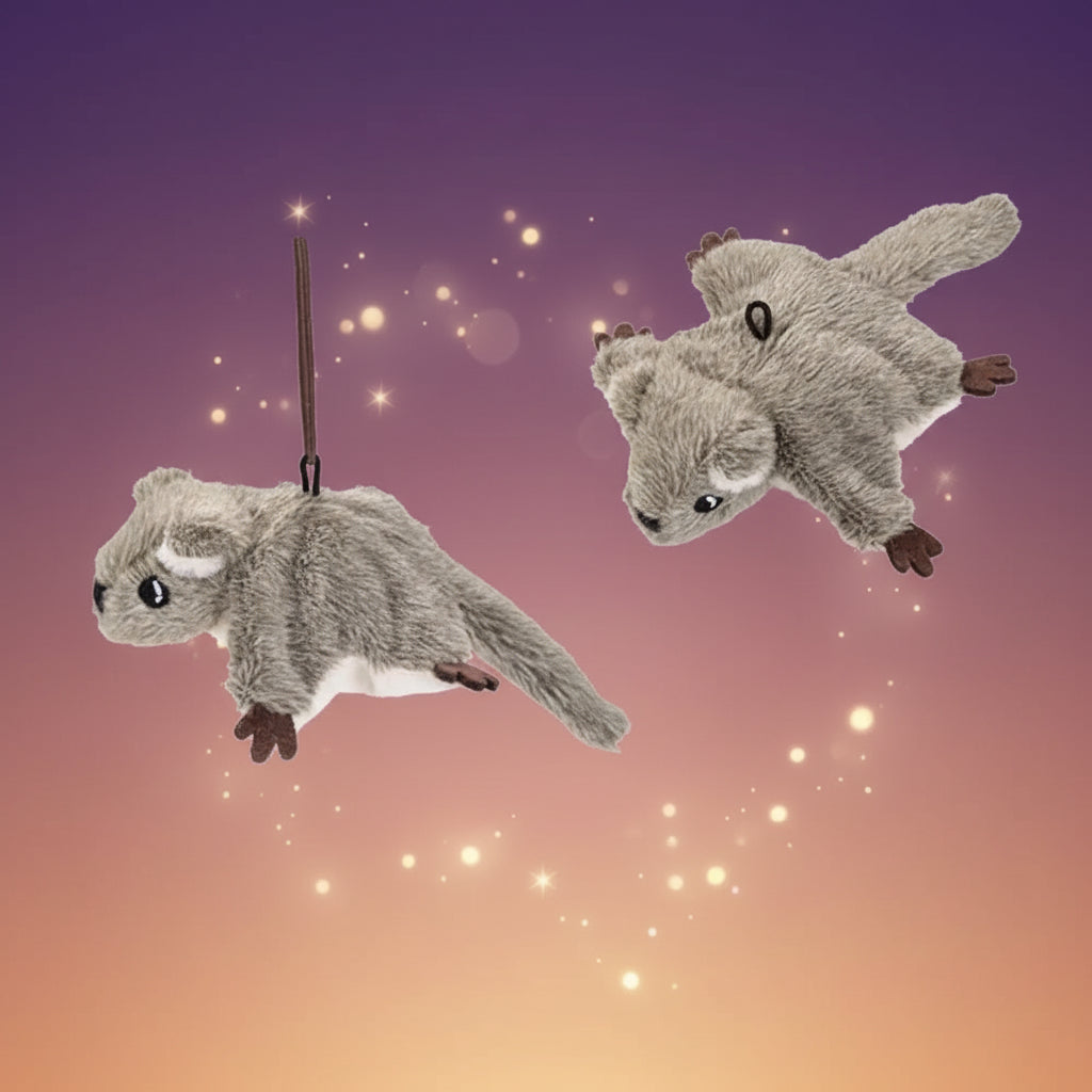 Plush toy bat in various poses on a white background