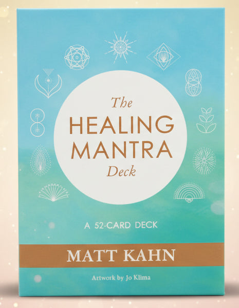 Card deck packaging titled 'The Healing Mantra Deck' by Matt Kahn on a white background