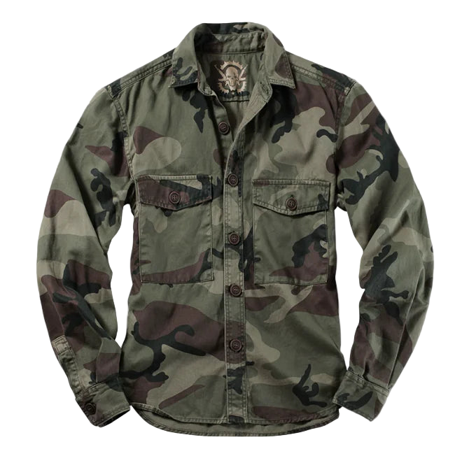 Camouflage shirt on a gray background