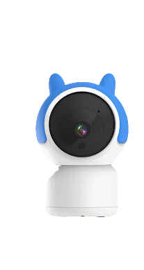 Smart home security camera with mounting accessories on a white background