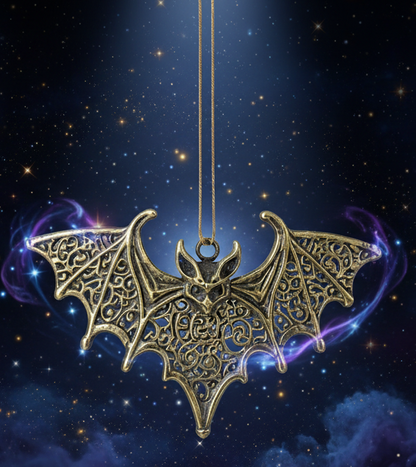 Bat Christmas Ornament Set - Gothic Metallic Tree Decor in Gold, Silver, and Antique Finish