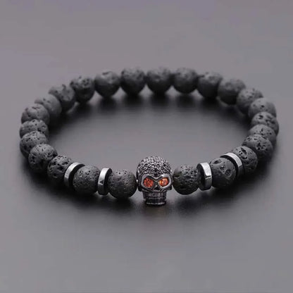 Lava Rock Skull Bracelet