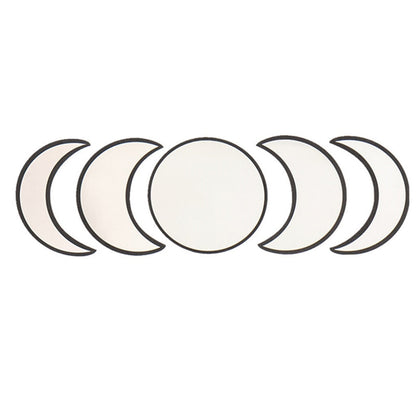 Set of six crescent moon phases on a white background