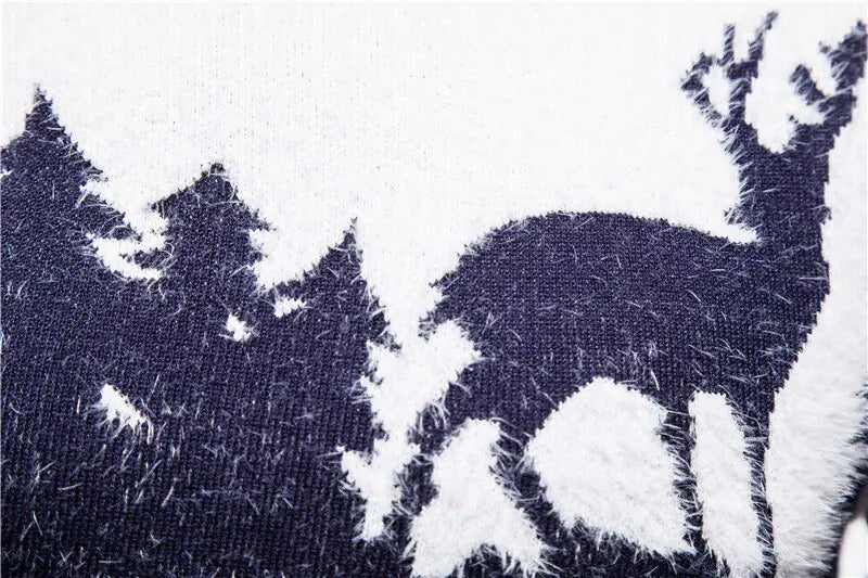 Silhouette of a deer and trees on a textured fabric background