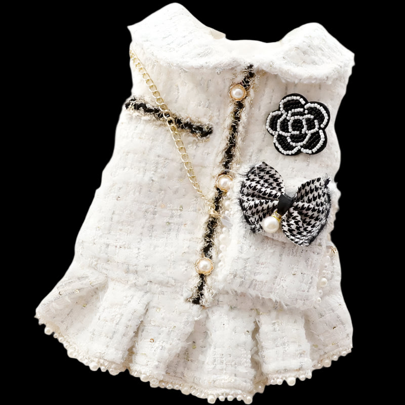 White textured bag with decorative elements on a white background