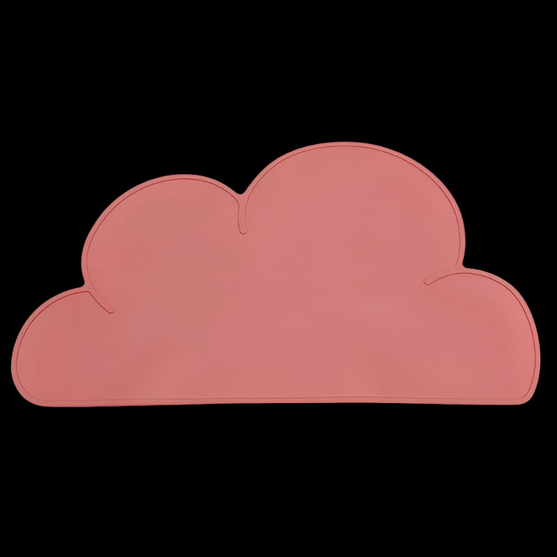 Pink cloud-shaped placemat on a white background