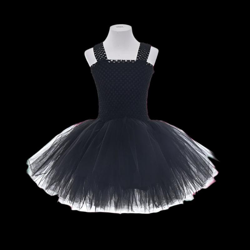 Black tutu dress on a mannequin against a white background