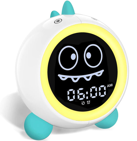 DINOTIME Kids Alarm Clock Toddler Sleep Training Clock with Sound Machine Night Lights Ok to Wake Dinosaur Clock Gift Ideas for Kids Child (Green)