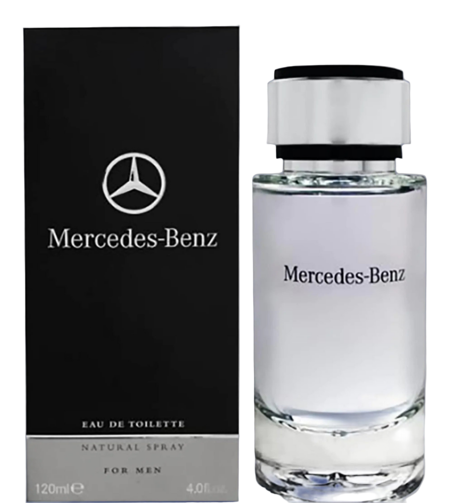 Mercedes-Benz Eau de Toilette bottle and packaging on a white background