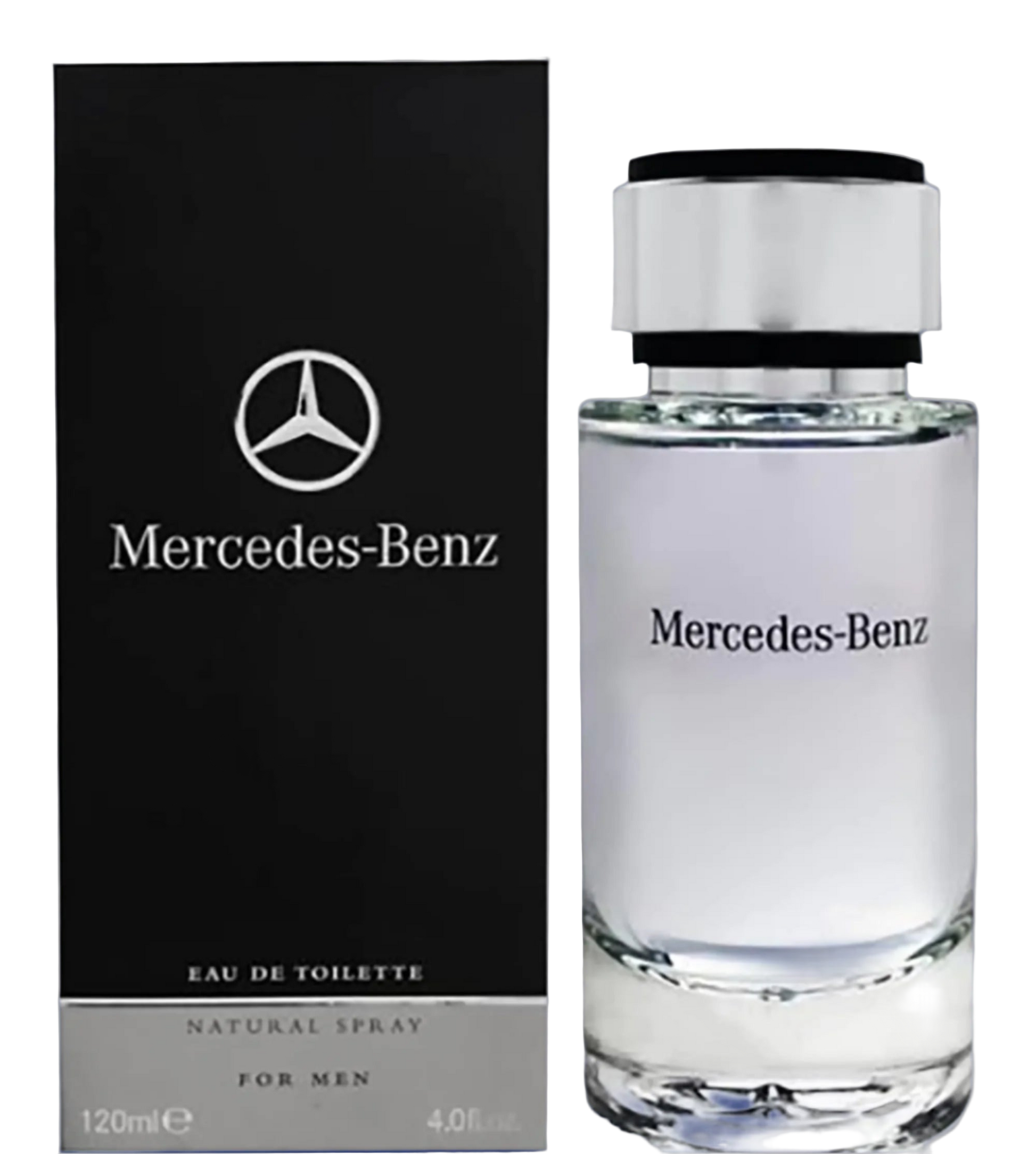 Mercedes-Benz Eau de Toilette bottle and packaging on a white background