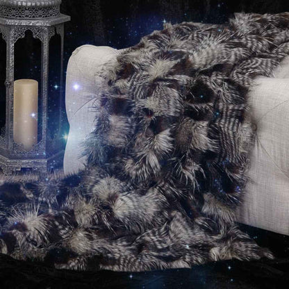 Porcupine Dark Brown and Beige Faux Fur Luxury Throw