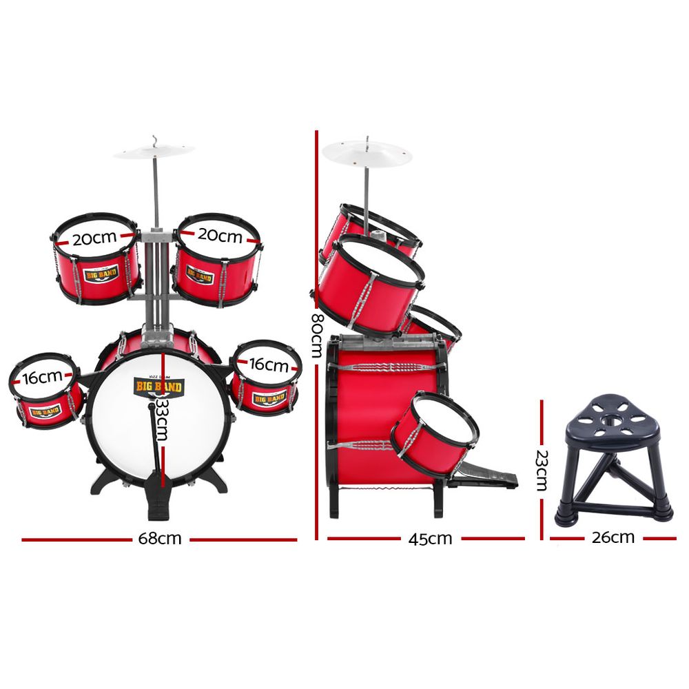 Kids 7 Drum Set Junior Drums Kit Musical Play Toys Children's Mini Big Band