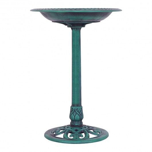 Outdoor Garden Green Pedestal Bird Bath Feeder-3