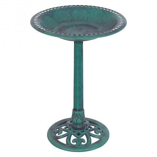 Outdoor Garden Green Pedestal Bird Bath Feeder-4
