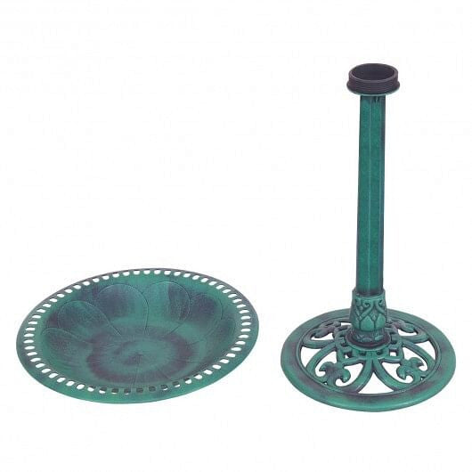 Outdoor Garden Green Pedestal Bird Bath Feeder-2