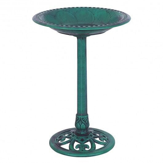 Outdoor Garden Green Pedestal Bird Bath Feeder-0