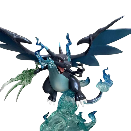 Dragon-like creature figurine with blue and green accents on a plain background