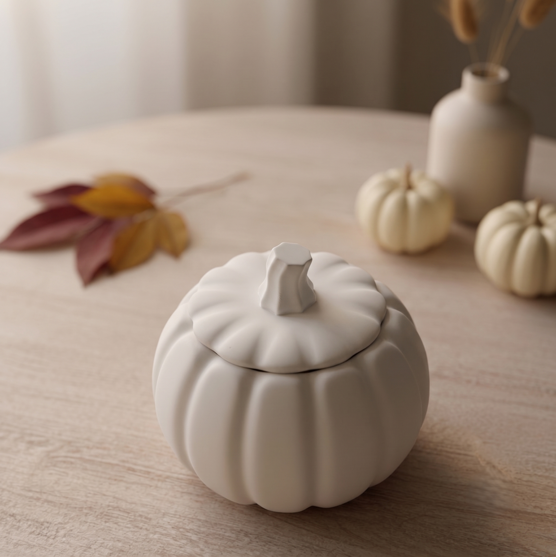 Jesmonite Pumpkin Candle | Sculptural Fall Décor-1