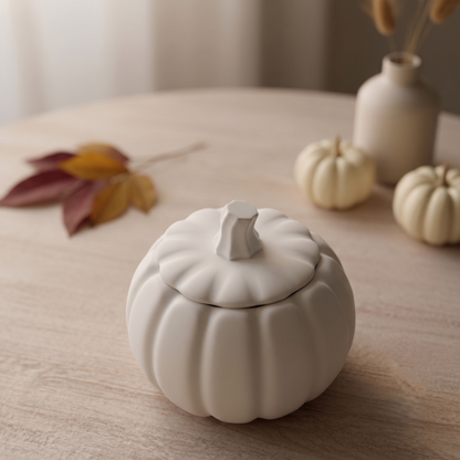 Jesmonite Pumpkin Candle | Sculptural Fall Décor-1