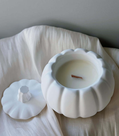 Jesmonite Pumpkin Candle | Sculptural Fall Décor-1