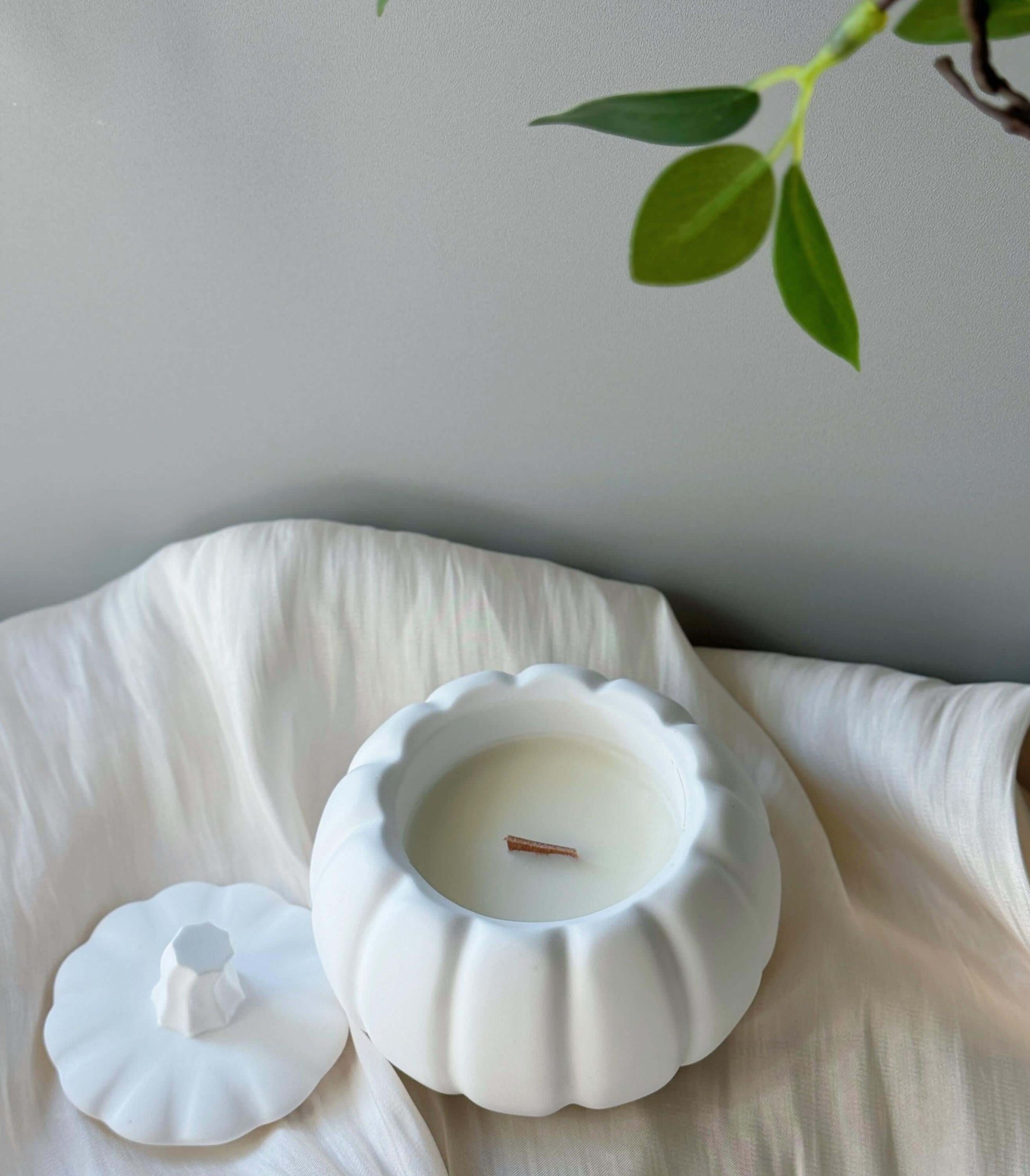 Jesmonite Pumpkin Candle | Sculptural Fall Décor-2