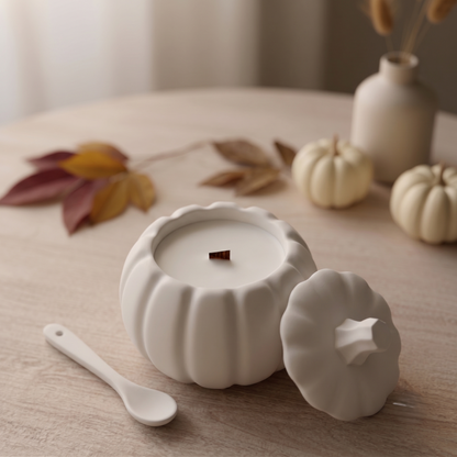 Jesmonite Pumpkin Candle | Sculptural Fall Décor-2
