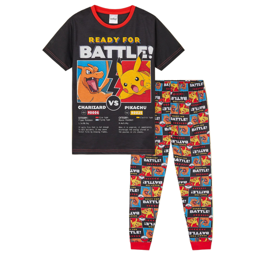 Children's pajama set with Charizard and Pikachu design on a white background
