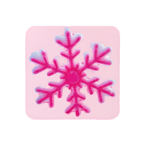 Pink snowflake design on a pink square background