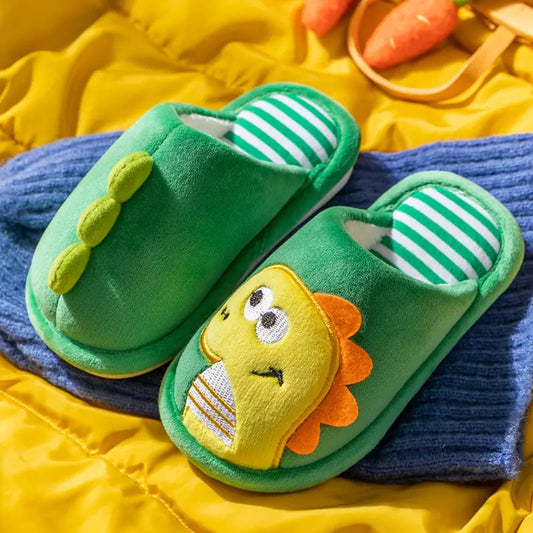 Children's Cartoon Dino Cotton Slippers (One Pair)