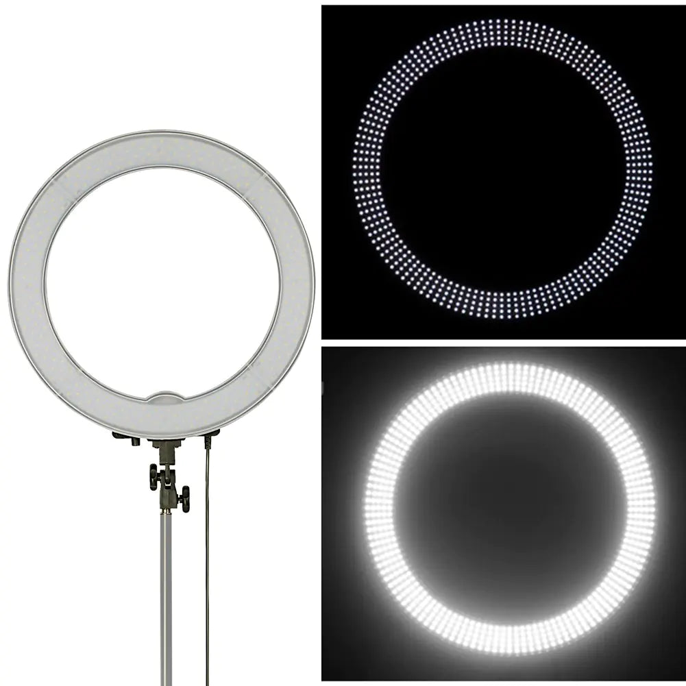 Ring light with close-up views on a white background