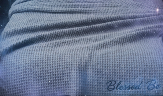 Embroidered 'Blessed Be' Cotton Waffle Throw
