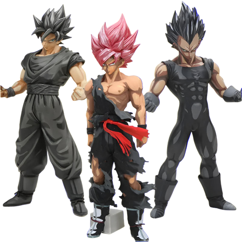 Three action figures with unique hairstyles and outfits on a white background